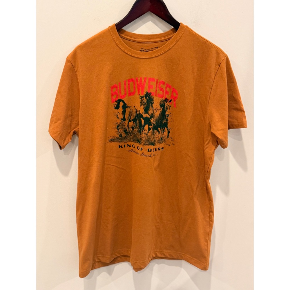 Budweiser King of Beers Clydesdale Graphic T-Shirt Burnt Orange Mens XL